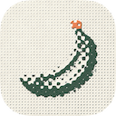 Forest green on bone, tangerine stem, Halftone
