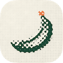 Forest green on bone, tangerine stem, Halftone