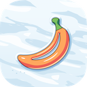 Tangerine banana, teal water, Toon