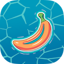 Tangerine banana, teal water, Toon